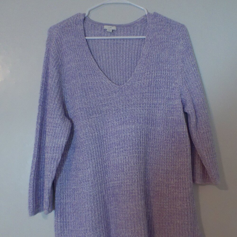J. Jill Women’s Medium Lavender Knit Sweater Tunic Length Long Sleeve Cozy Soft
